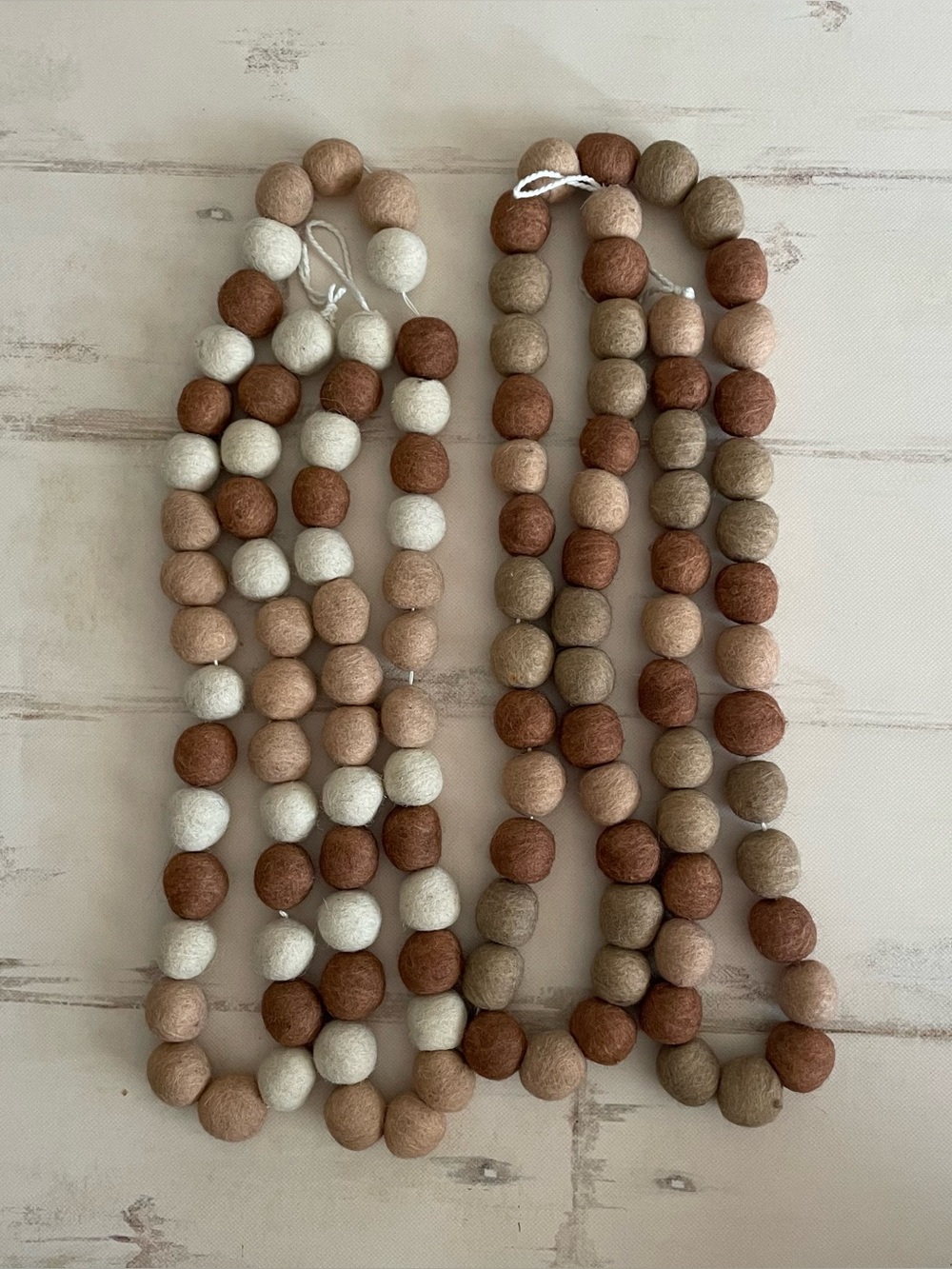 Felt Ball Garland Set Neutral Earth Tone Bohemian